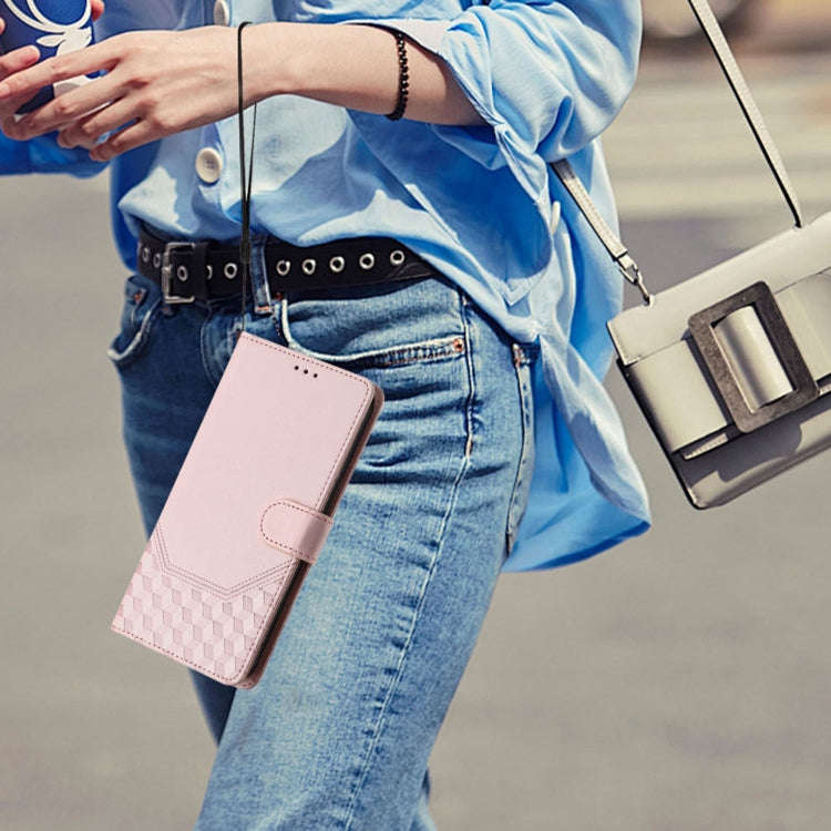 For TCL 40R Honeycomb Embossing RFID Leather Phone Case(Pink)