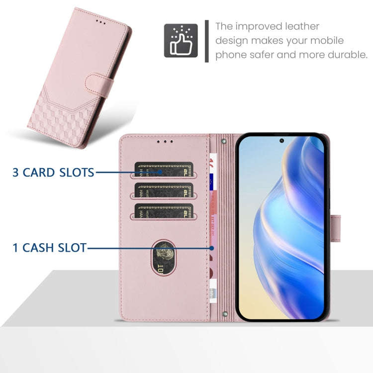 For TCL 505 Honeycomb Embossing RFID Leather Phone Case(Pink)