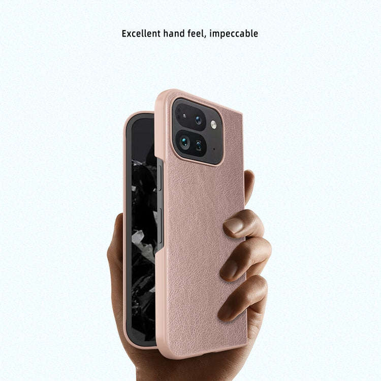 For Google Pixel 9 Pro Fold Litchi Texture Leather PC Shockproof Phone Case(Black)