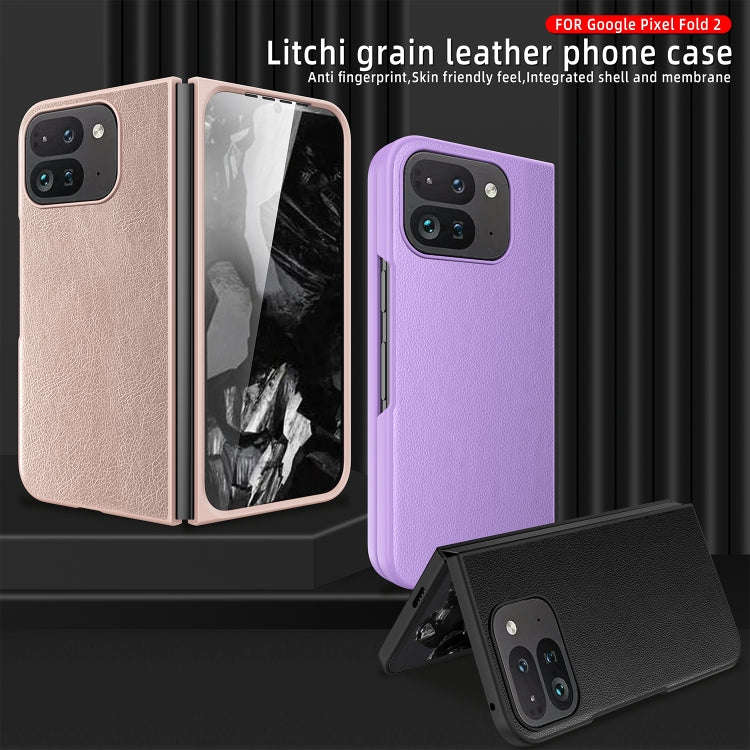 For Google Pixel 9 Pro Fold Litchi Texture Leather PC Shockproof Phone Case(Red)