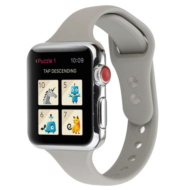 For Apple Watch Series 7 41mm / 6 & SE & 5 & 4 40mm / 3 & 2 & 1 38mm Thin Silicone Double Buckle ...