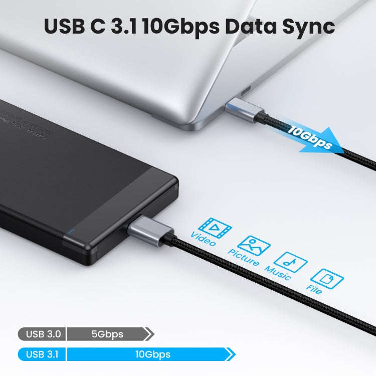 10Gbps USB-C / Type-C 3.1 to Micro B Mobile Hard Disk Adapter Cable, Length:1.8m