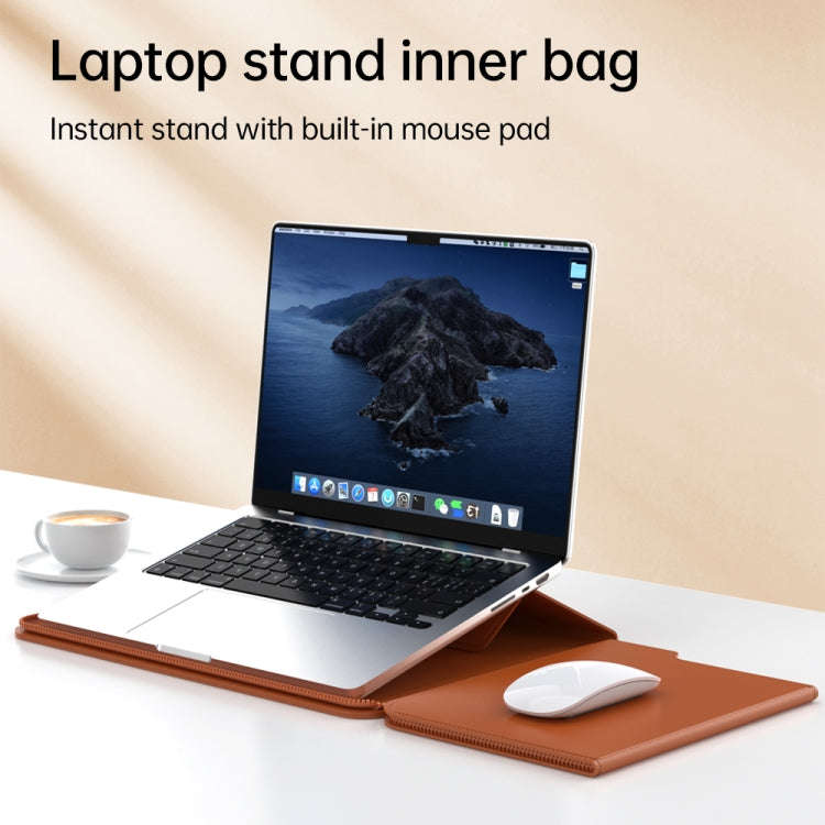 Multifunctional Laptop PU Magnetic Stand Split Liner Bag with Mouse Pad Function, Size:13-14 inch...