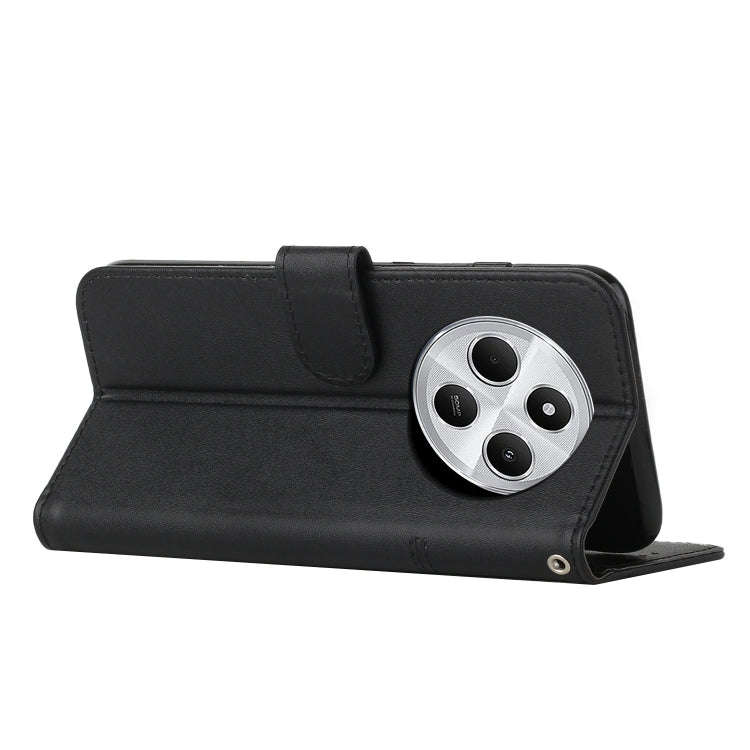 For Redmi 14C 4G Stitching Calf Texture Buckle Leather Phone Case(Black)