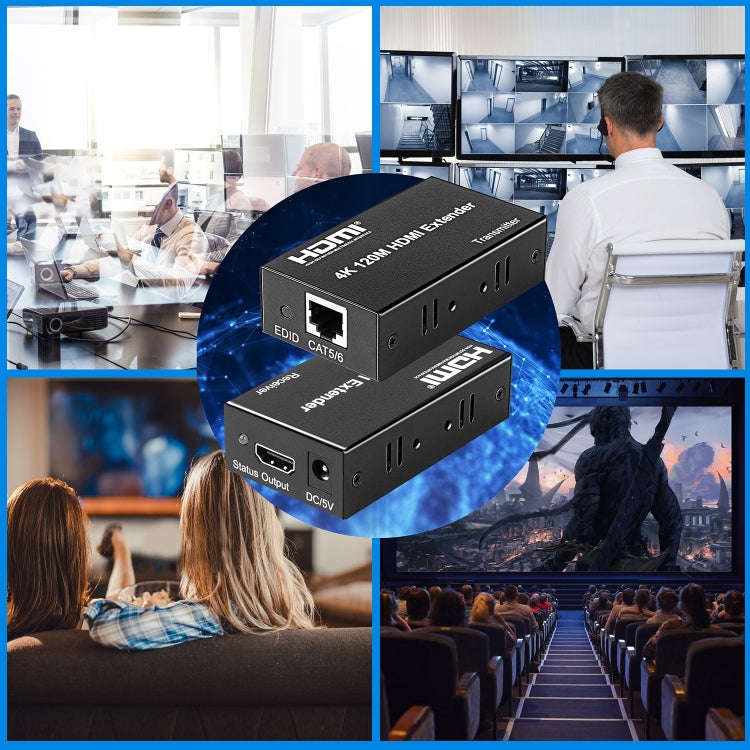 4K HDMI to RJ45 Network Extender, Transmission Distance: 120m(UK Plug)