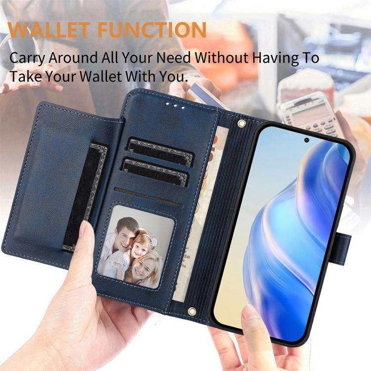 For Oukitel C59 / C59 Pro Multi-Card Slots Zipper Wallet Leather Phone Case(Blue)