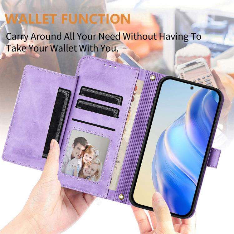 For Oukitel C59 / C59 Pro Multi-Card Slots Zipper Wallet Leather Phone Case(Purple)