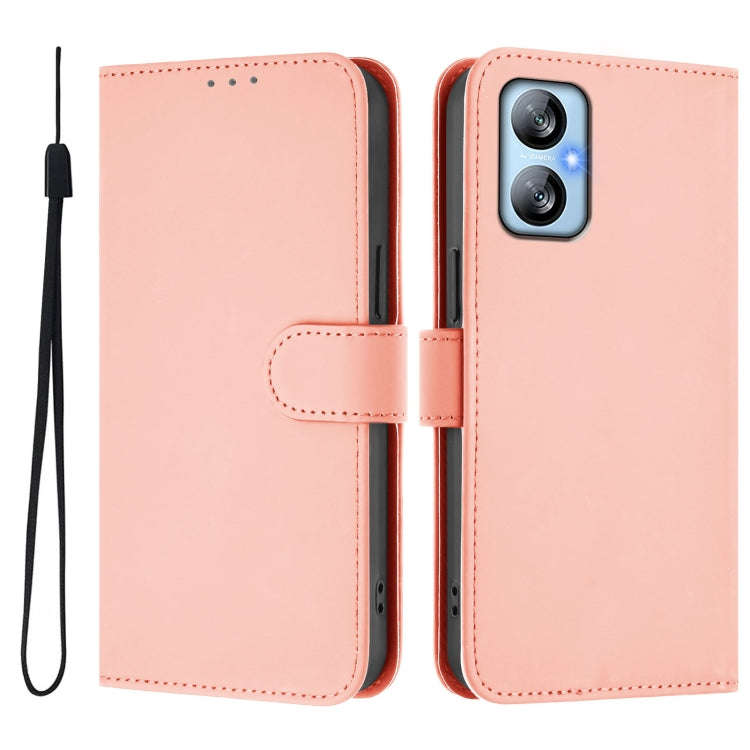 For Blackview A52 / A52 Pro Skin Feel Solid Color Leather Phone Case with Lanyard(Pink)