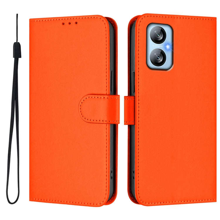 For Blackview A52 / A52 Pro Skin Feel Solid Color Leather Phone Case with Lanyard(Orange)