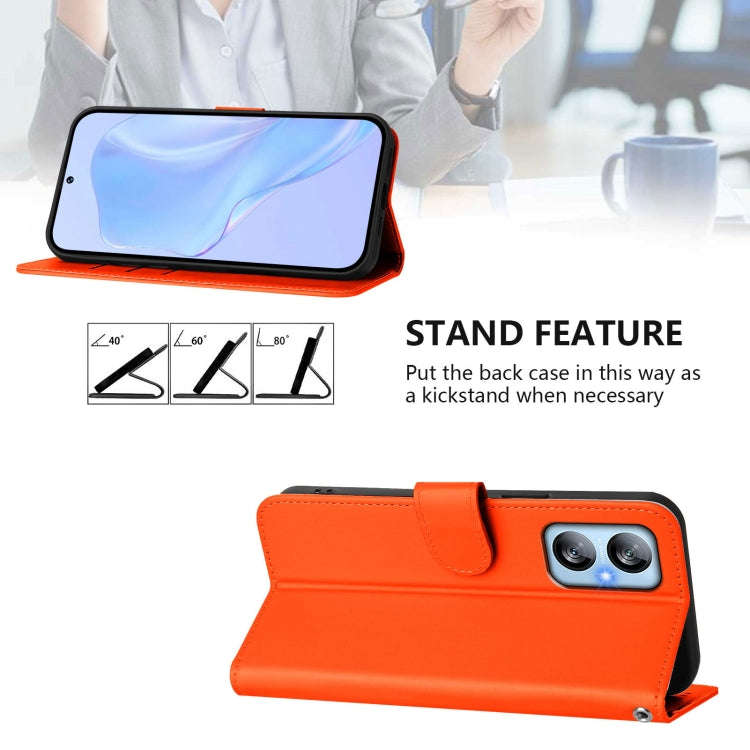 For Blackview A52 / A52 Pro Skin Feel Solid Color Leather Phone Case with Lanyard(Orange)