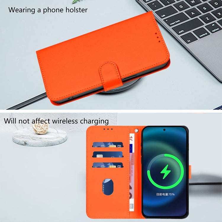 For Blackview A52 / A52 Pro Skin Feel Solid Color Leather Phone Case with Lanyard(Orange)