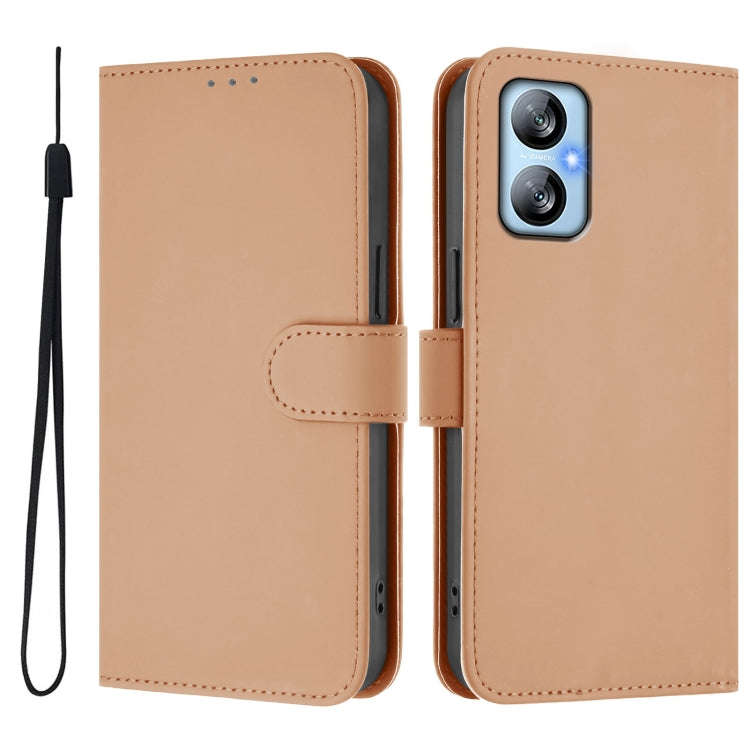 For Blackview A52 / A52 Pro Skin Feel Solid Color Leather Phone Case with Lanyard(Nude)