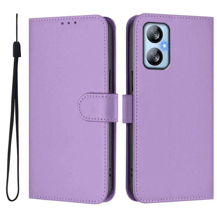 For Blackview A52 / A52 Pro Skin Feel Solid Color Leather Phone Case with Lanyard(Lavender Purple)