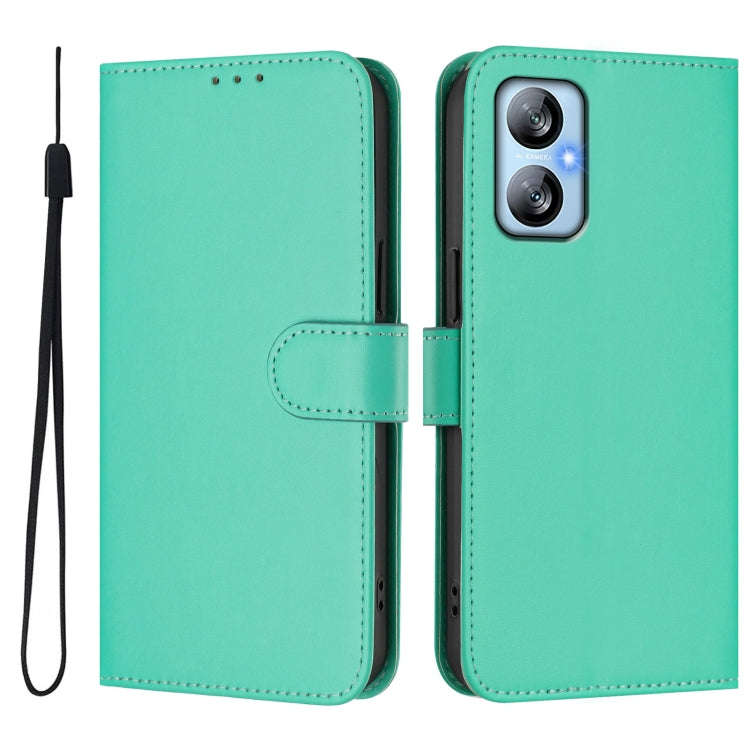 For Blackview A52 / A52 Pro Skin Feel Solid Color Leather Phone Case with Lanyard(Green)