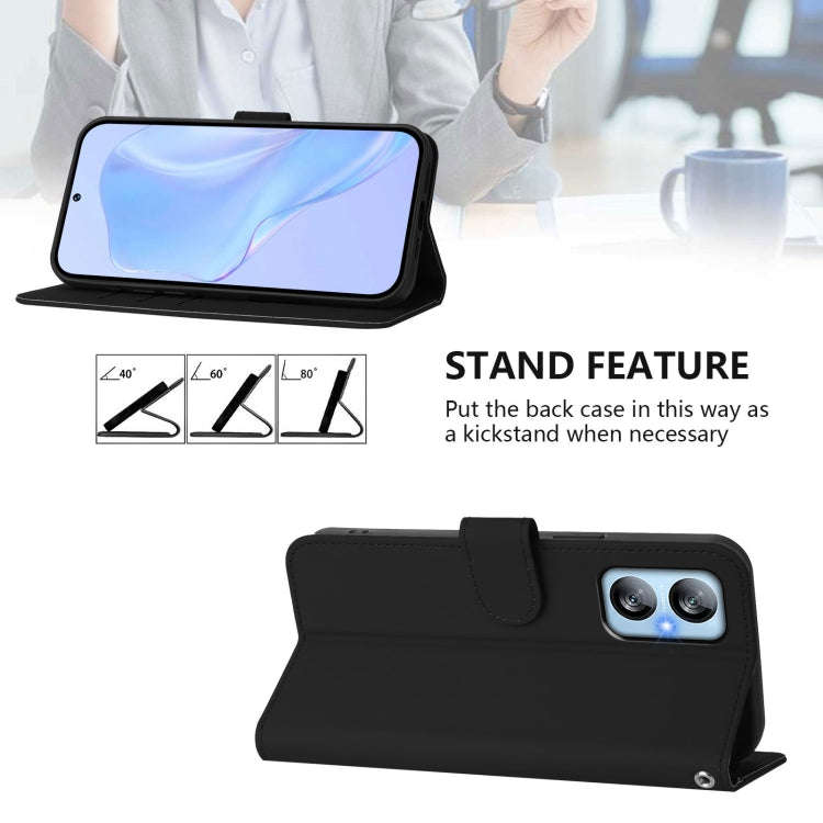 For Blackview A52 / A52 Pro Skin Feel Solid Color Leather Phone Case with Lanyard(Black)