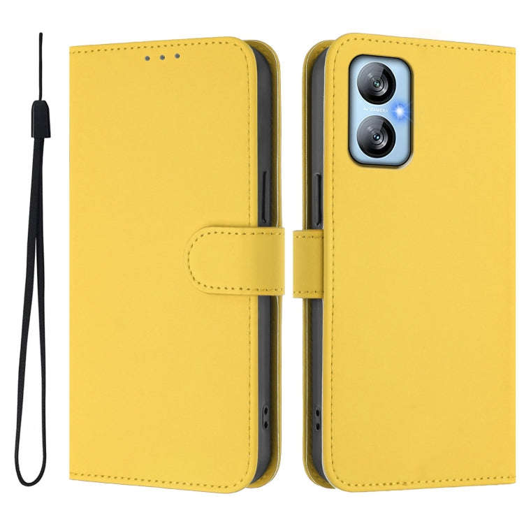 For Blackview A52 / A52 Pro Skin Feel Solid Color Leather Phone Case with Lanyard(Lemon Yellow)