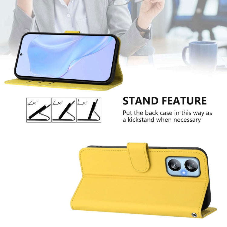 For Blackview A52 / A52 Pro Skin Feel Solid Color Leather Phone Case with Lanyard(Lemon Yellow)