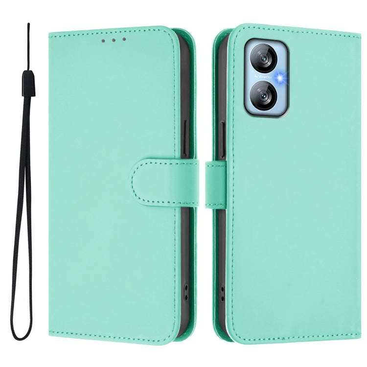 For Blackview A52 / A52 Pro Skin Feel Solid Color Leather Phone Case with Lanyard(Mint Green)