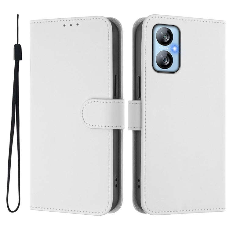 For Blackview A52 / A52 Pro Skin Feel Solid Color Leather Phone Case with Lanyard(White)