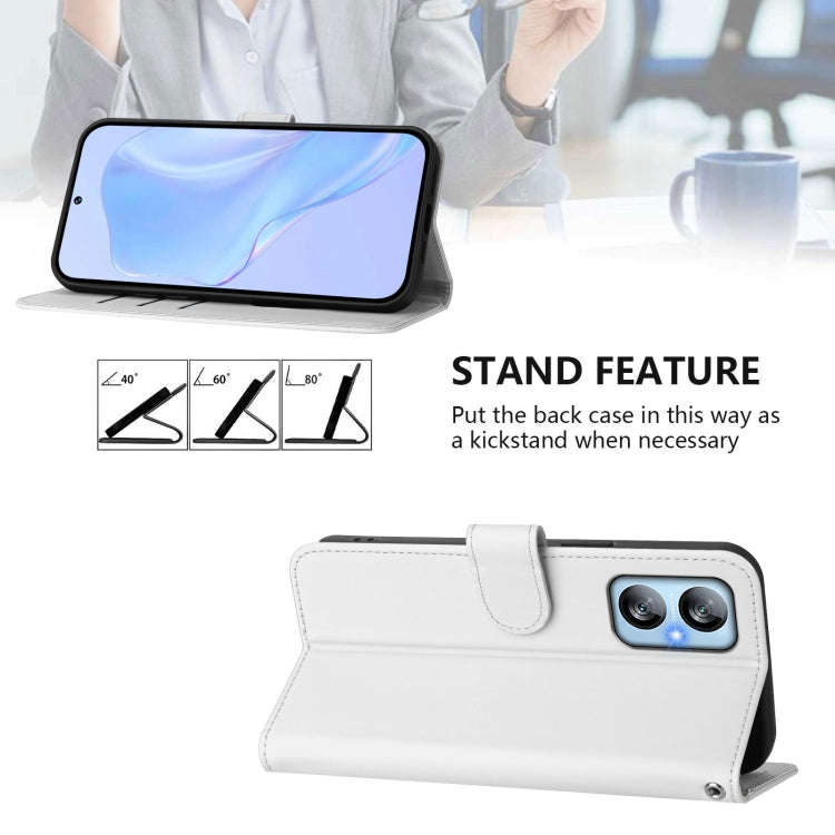 For Blackview A52 / A52 Pro Skin Feel Solid Color Leather Phone Case with Lanyard(White)