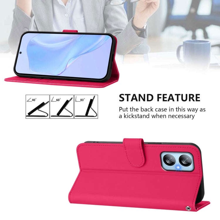 For Blackview A52 / A52 Pro Skin Feel Solid Color Leather Phone Case with Lanyard(Rose Red)
