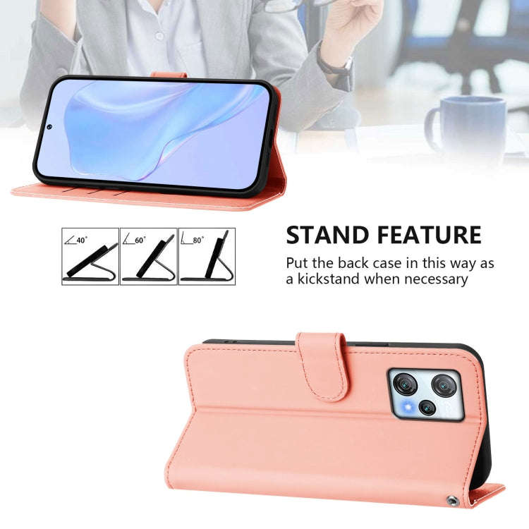 For Blackview A53 Skin Feel Solid Color Leather Phone Case with Lanyard(Pink)