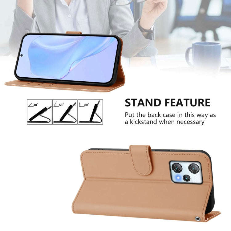 For Blackview A53 Skin Feel Solid Color Leather Phone Case with Lanyard(Nude)