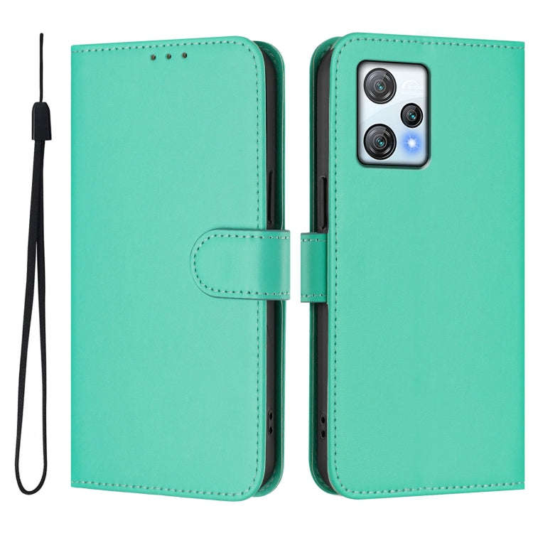 For Blackview A53 Skin Feel Solid Color Leather Phone Case with Lanyard(Green)