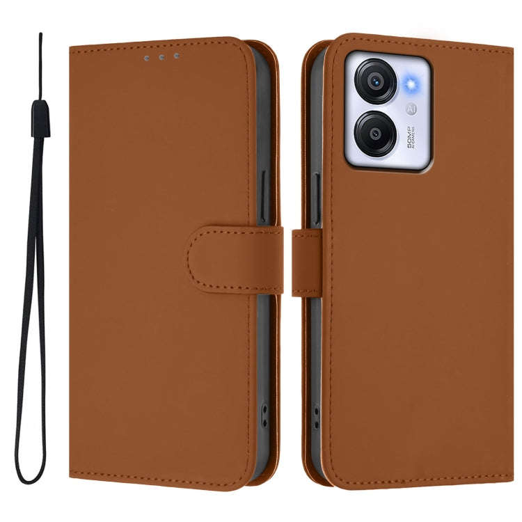 For Blackview Oscal Modern 8 / Color 8 Skin Feel Solid Color Leather Phone Case with Lanyard(Brown)