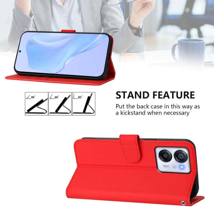 For Blackview Oscal Modern 8 / Color 8 Skin Feel Solid Color Leather Phone Case with Lanyard(Red)