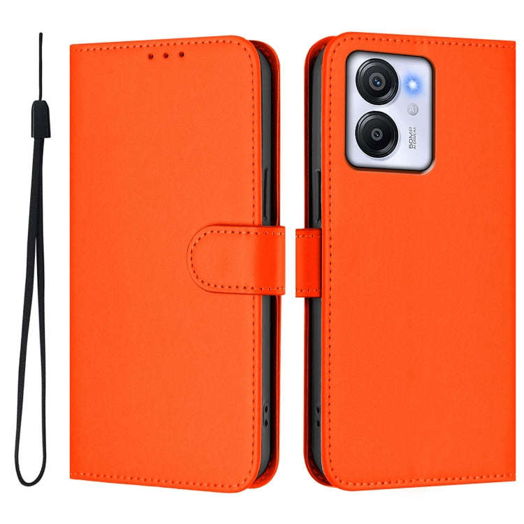 For Blackview Oscal Modern 8 / Color 8 Skin Feel Solid Color Leather Phone Case with Lanyard(Orange)