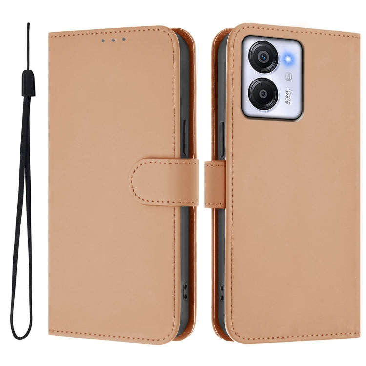 For Blackview Oscal Modern 8 / Color 8 Skin Feel Solid Color Leather Phone Case with Lanyard(Nude)
