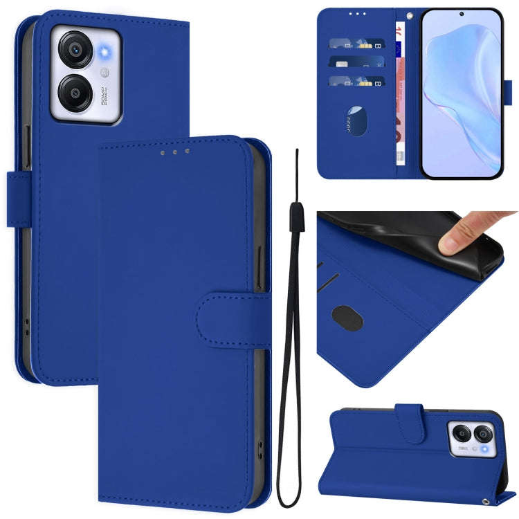 For Blackview Oscal Modern 8 / Color 8 Skin Feel Solid Color Leather Phone Case with Lanyard(Dark...