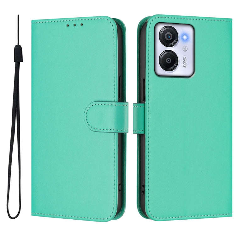 For Blackview Oscal Modern 8 / Color 8 Skin Feel Solid Color Leather Phone Case with Lanyard(Green)