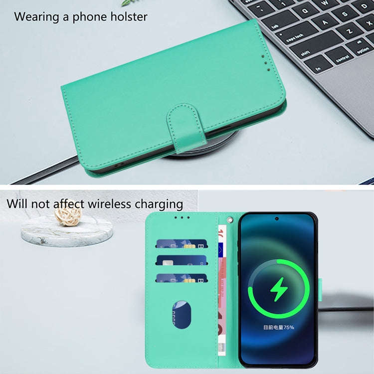 For Blackview Oscal Modern 8 / Color 8 Skin Feel Solid Color Leather Phone Case with Lanyard(Green)