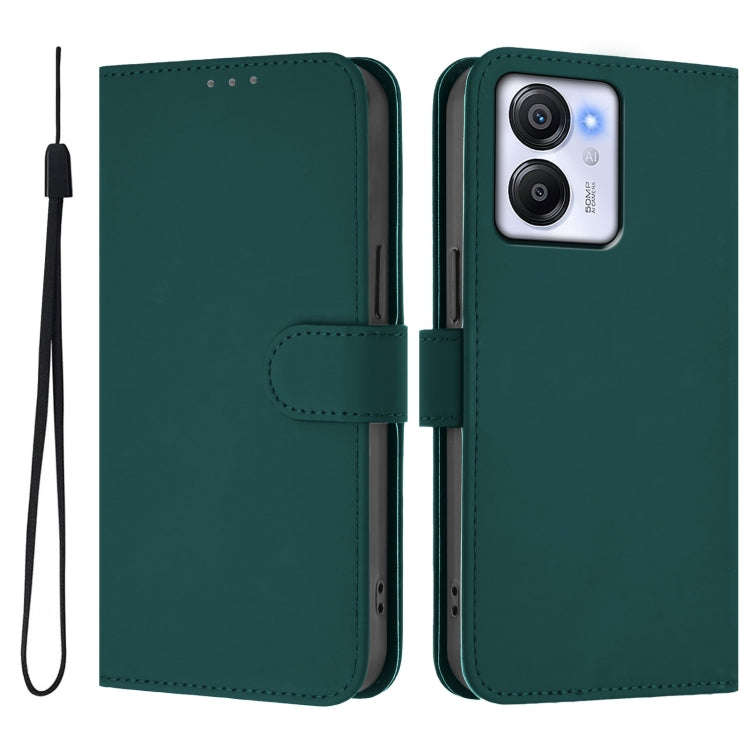 For Blackview Oscal Modern 8 / Color 8 Skin Feel Solid Color Leather Phone Case with Lanyard(Dark...