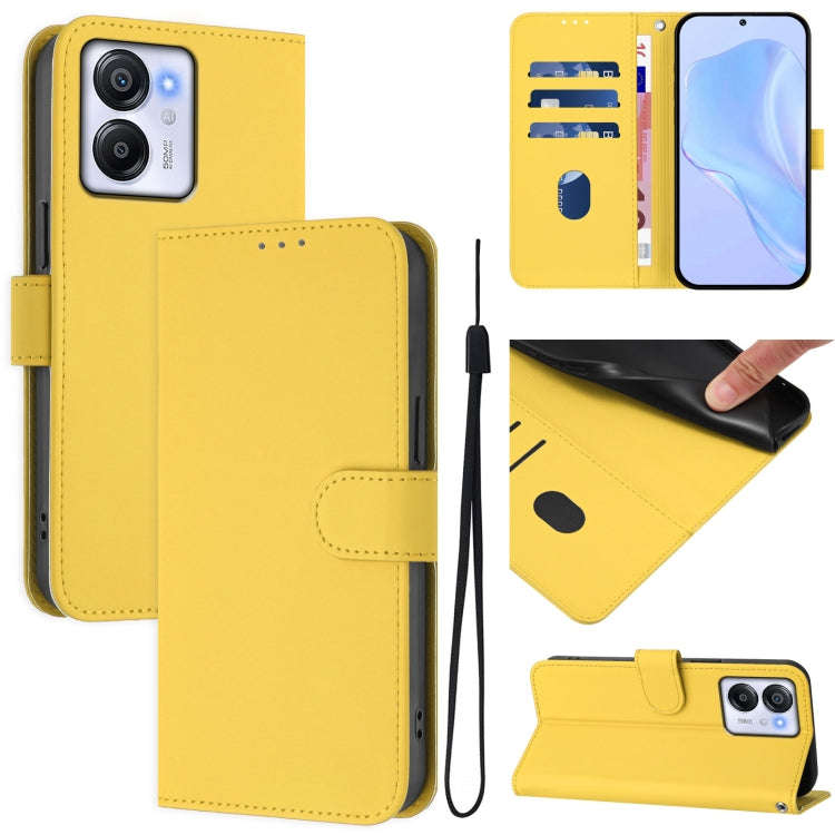 For Blackview Oscal Modern 8 / Color 8 Skin Feel Solid Color Leather Phone Case with Lanyard(Lemo...