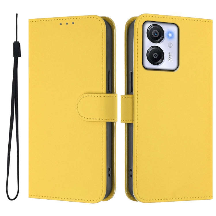For Blackview Oscal Modern 8 / Color 8 Skin Feel Solid Color Leather Phone Case with Lanyard(Lemo...