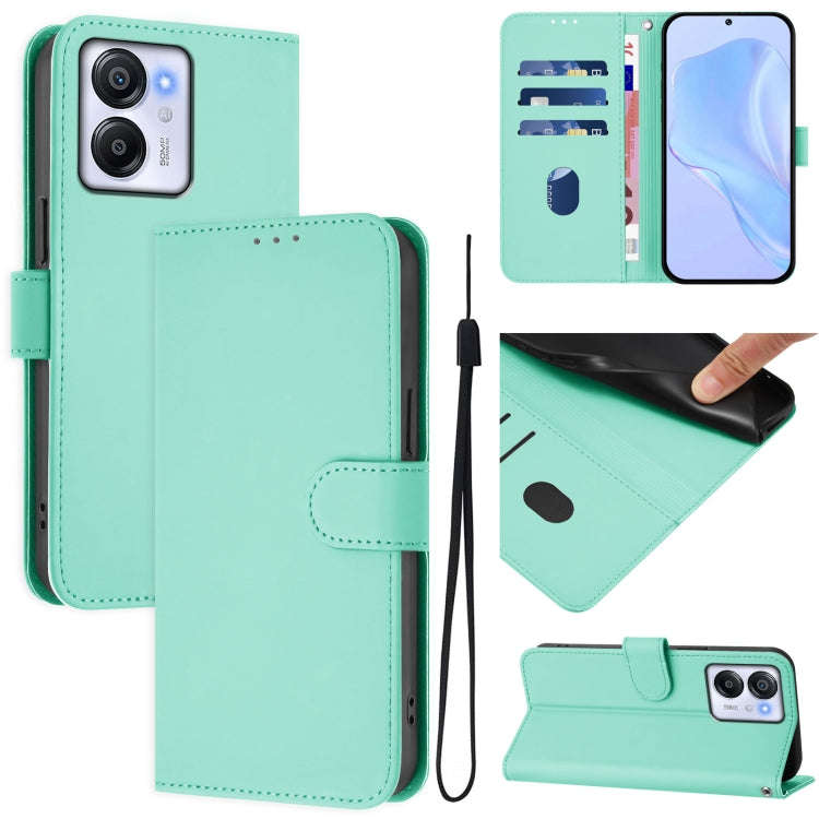 For Blackview Oscal Modern 8 / Color 8 Skin Feel Solid Color Leather Phone Case with Lanyard(Mint...