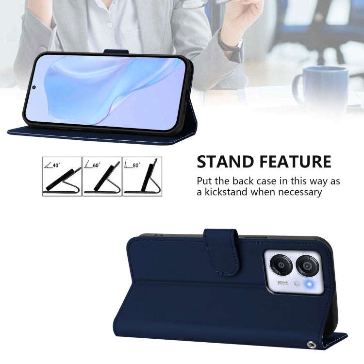 For Blackview Oscal Modern 8 / Color 8 Skin Feel Solid Color Leather Phone Case with Lanyard(Navy...