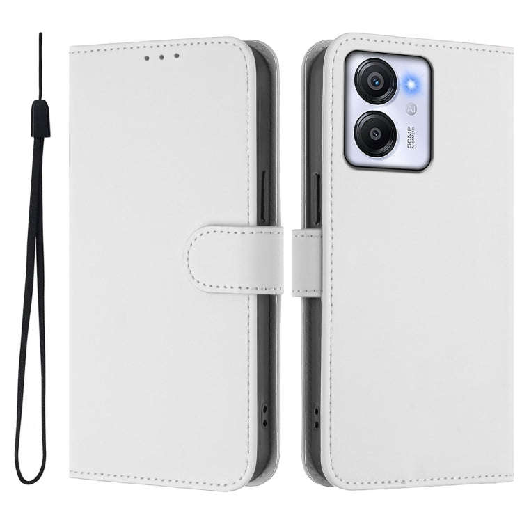 For Blackview Oscal Modern 8 / Color 8 Skin Feel Solid Color Leather Phone Case with Lanyard(White)