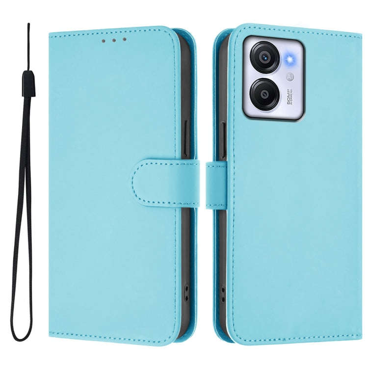 For Blackview Oscal Modern 8 / Color 8 Skin Feel Solid Color Leather Phone Case with Lanyard(Sky ...