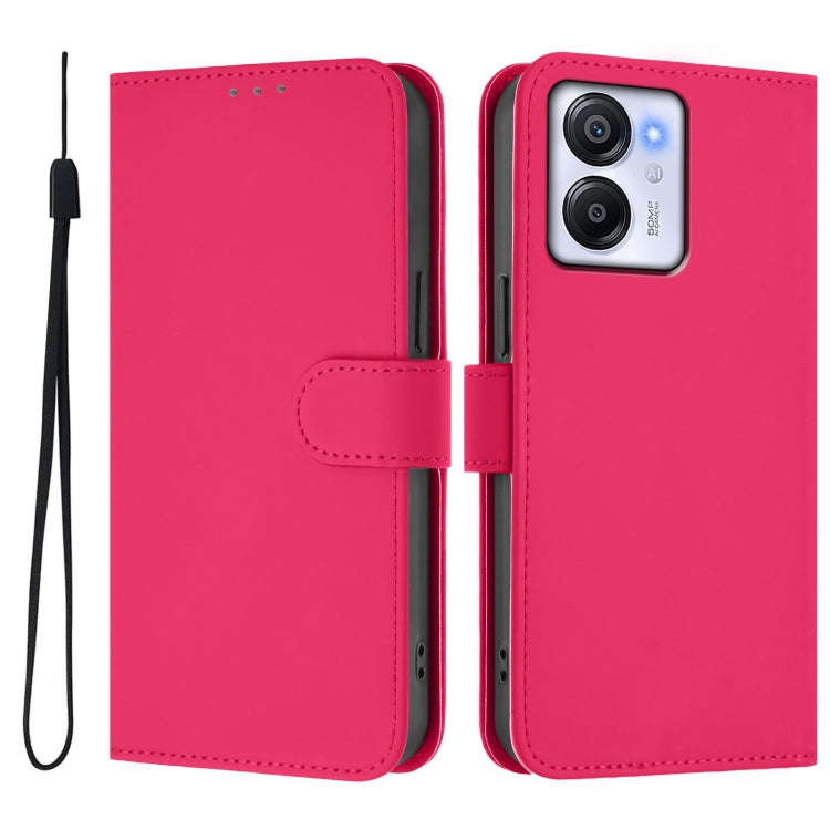 For Blackview Oscal Modern 8 / Color 8 Skin Feel Solid Color Leather Phone Case with Lanyard(Rose...