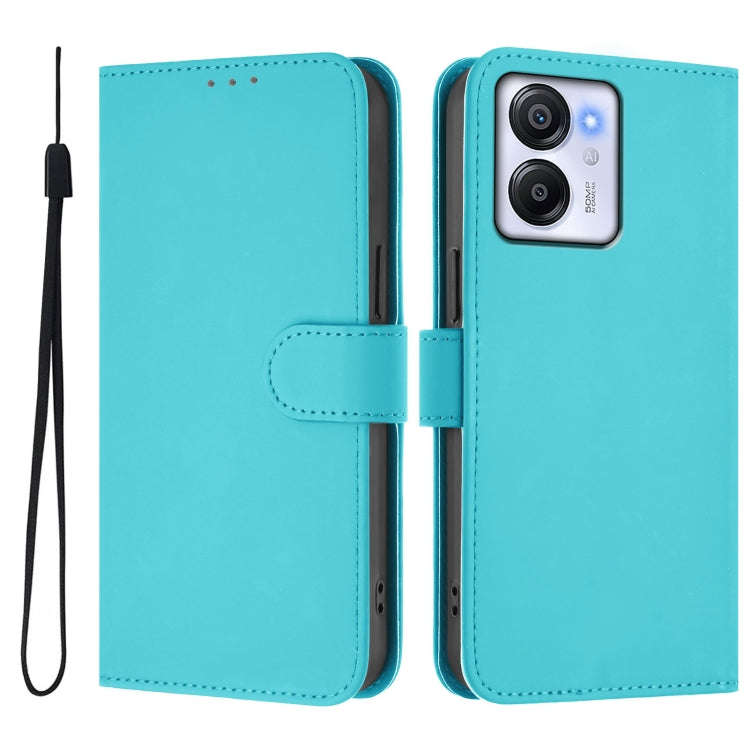 For Blackview Oscal Modern 8 / Color 8 Skin Feel Solid Color Leather Phone Case with Lanyard(Lake...