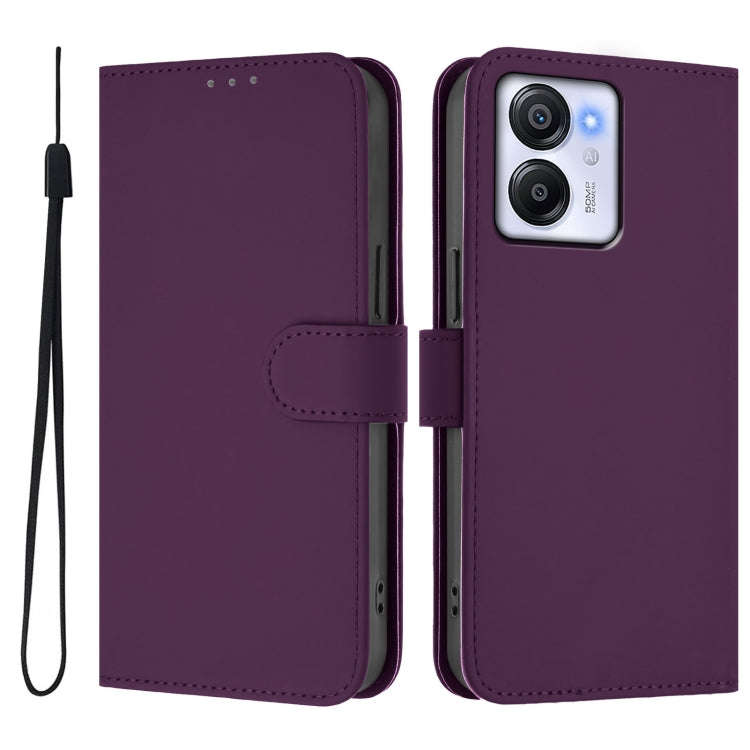 For Blackview Oscal Modern 8 / Color 8 Skin Feel Solid Color Leather Phone Case with Lanyard(Violet)