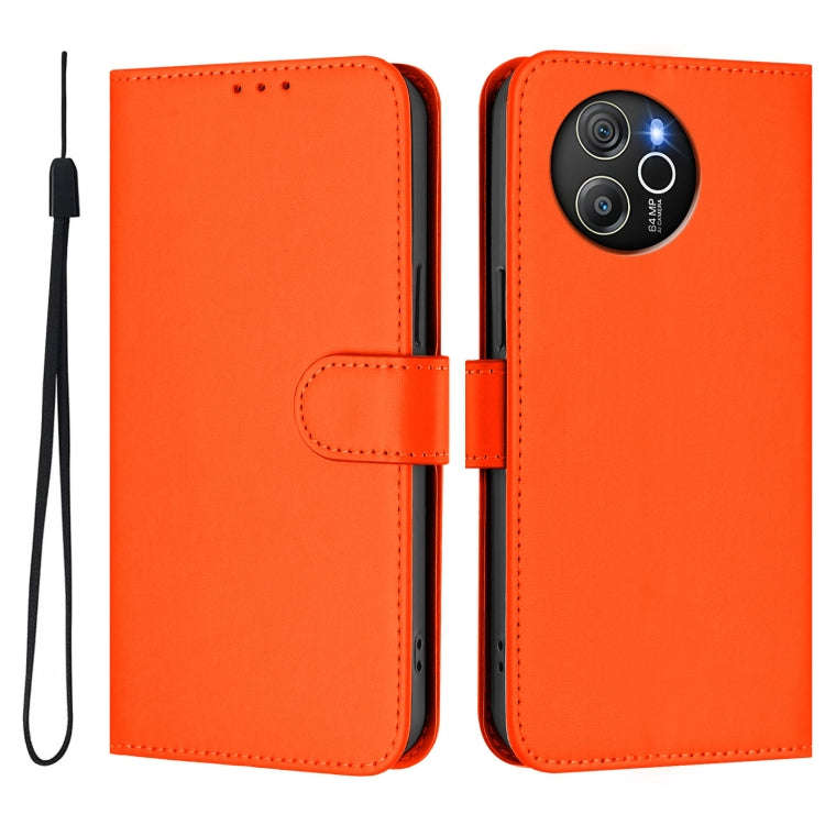 For Blackview Shark 8 / Oscal Tiger 12 Skin Feel Solid Color Leather Phone Case with Lanyard(Orange)