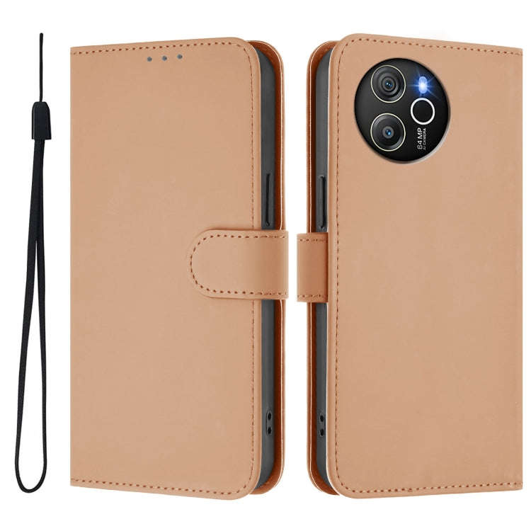 For Blackview Shark 8 / Oscal Tiger 12 Skin Feel Solid Color Leather Phone Case with Lanyard(Nude)