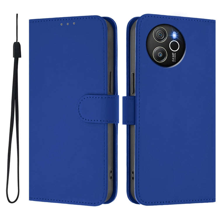 For Blackview Shark 8 / Oscal Tiger 12 Skin Feel Solid Color Leather Phone Case with Lanyard(Dark...