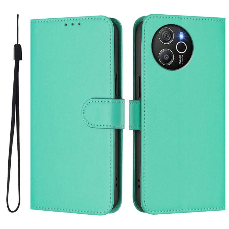 For Blackview Shark 8 / Oscal Tiger 12 Skin Feel Solid Color Leather Phone Case with Lanyard(Green)