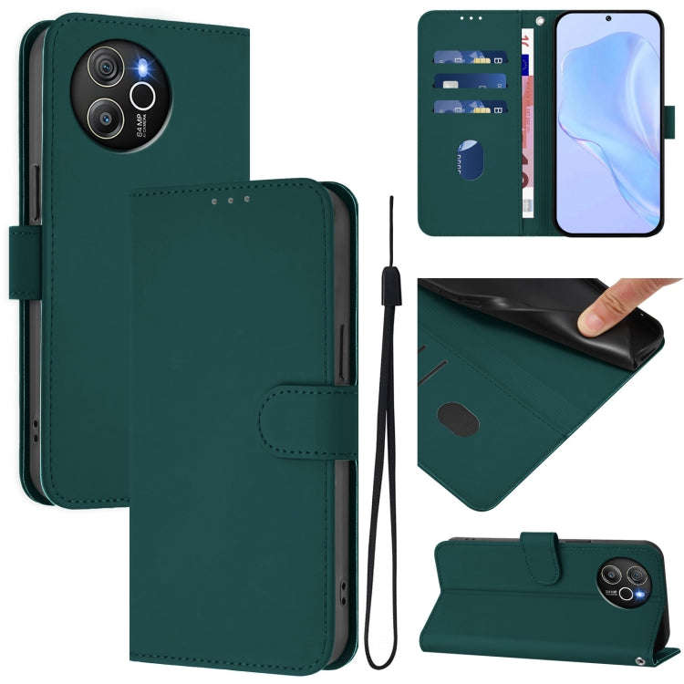 For Blackview Shark 8 / Oscal Tiger 12 Skin Feel Solid Color Leather Phone Case with Lanyard(Dark...